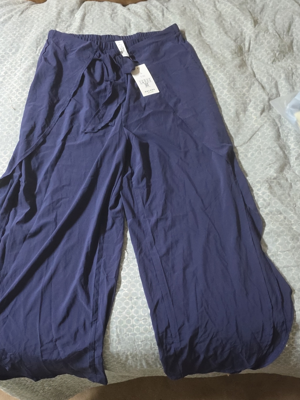NWT HALARA Navy Breezey Leg Tie-Waist Pants